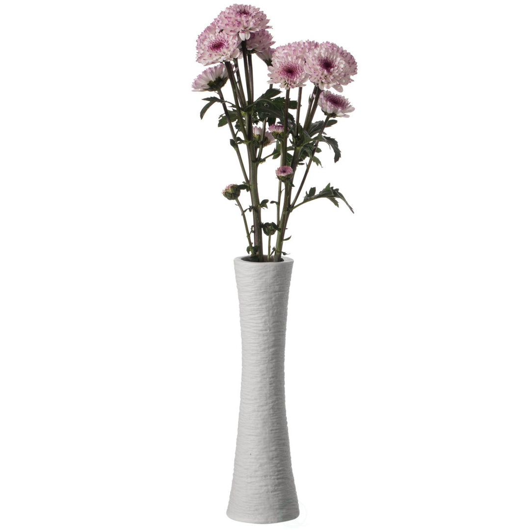 Contemporary Ceramic Textured Slim Hourglass Shape Table Vase Flower Holder Image 1