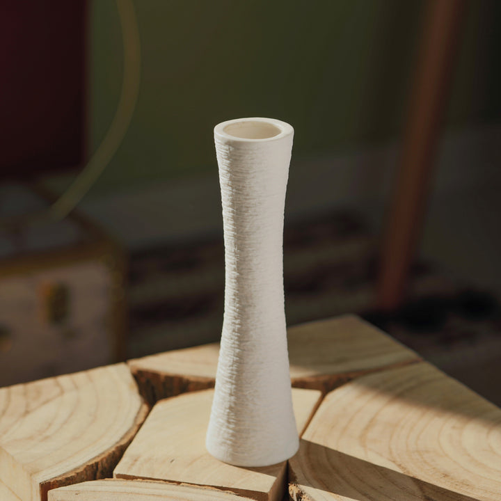 Contemporary Ceramic Textured Slim Hourglass Shape Table Vase Flower Holder Image 12