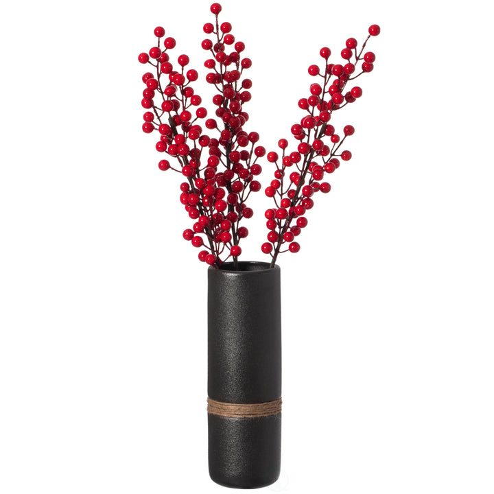 Decorative Modern Ceramic Cylinder Shape Table Vase Flower Holder with Rope Image 4