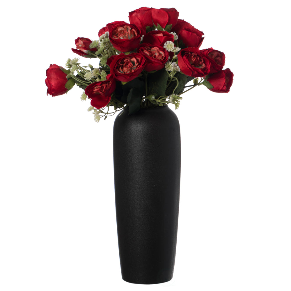 Contemporary Black Ceramic Cylinder Shaped Table Flower Vase Holder Image 2