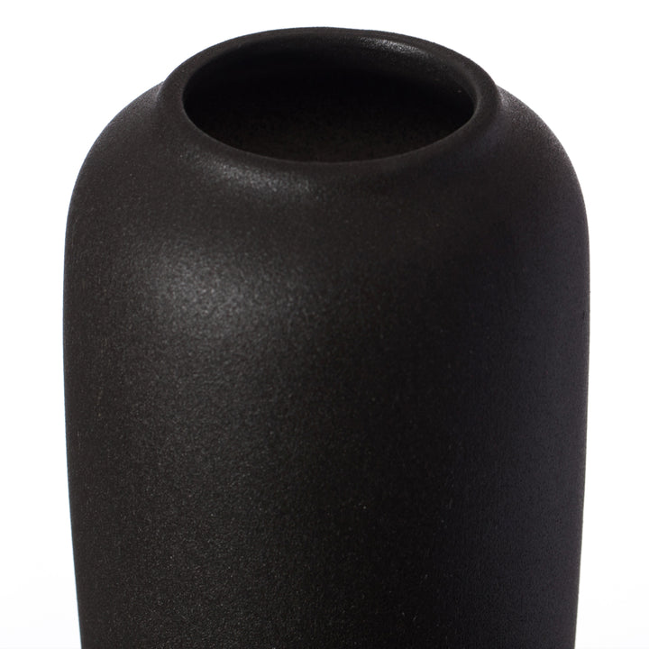 Contemporary Black Ceramic Cylinder Shaped Table Flower Vase Holder Image 7