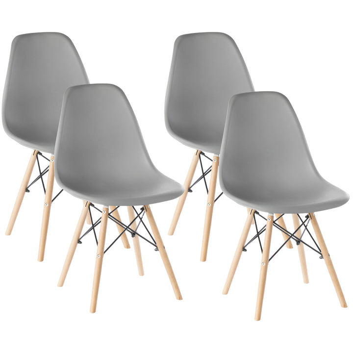 Mid-Century Modern Style Plastic DSW Shell Dining Chair with Solid Beech Wooden Dowel Eiffel Legs Image 10