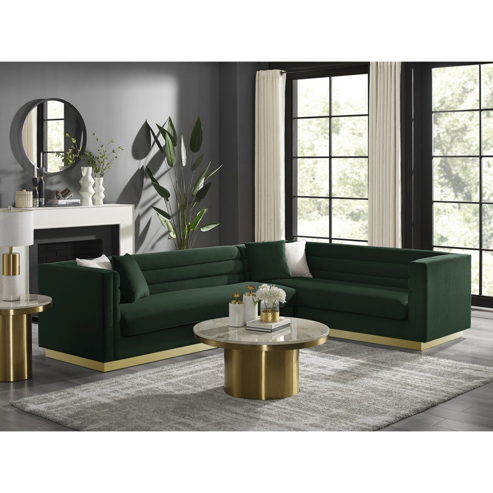 Aja Sofa-Upholstered-Metal Base, Sectional-Square Arms-Horizontal Channel Tufting Image 2