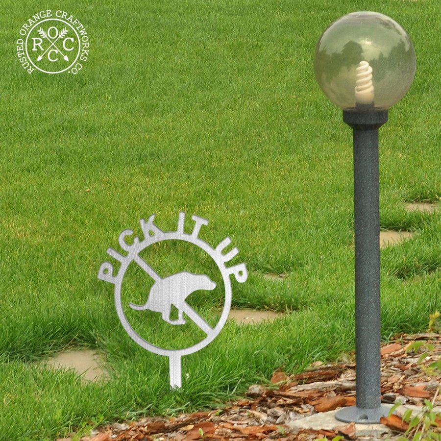 Pick Up the Poop Yard Stake - Dog No Pooping Signs for Yard and Lawn Image 1