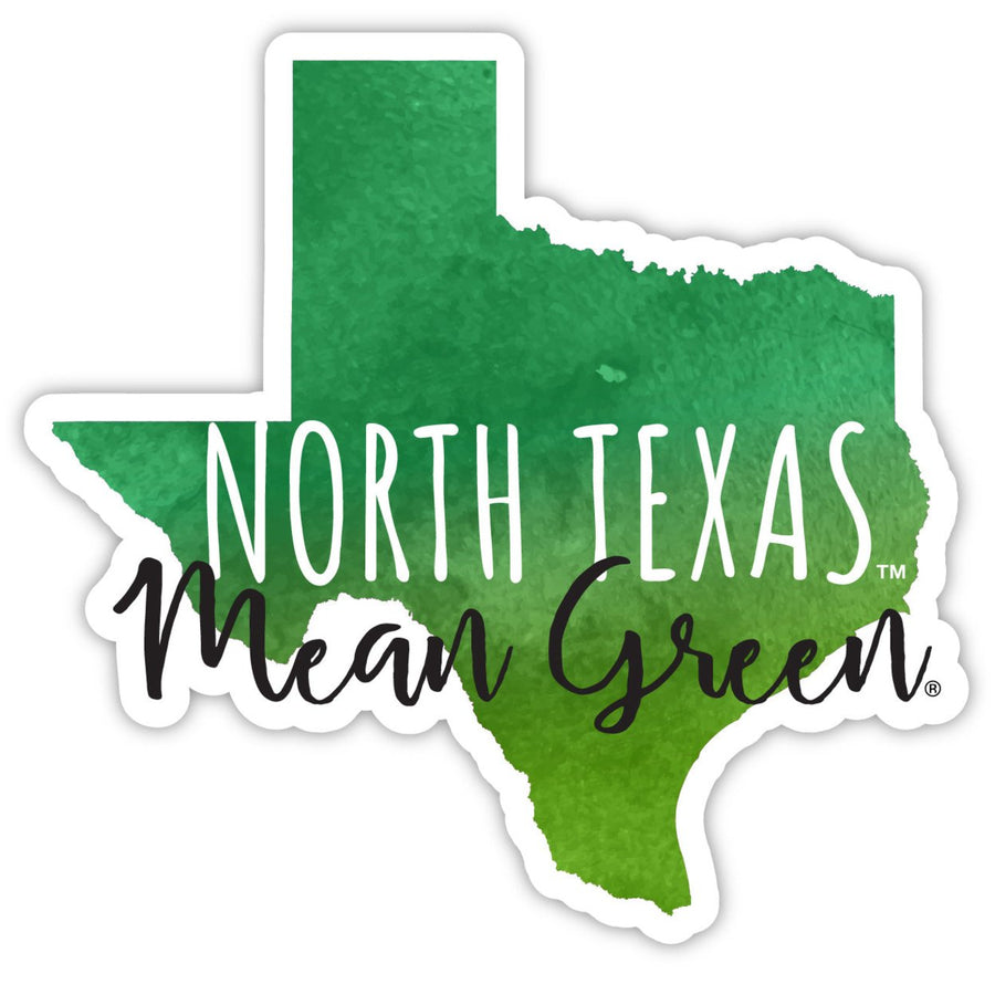 North Texas 4-Inch Watercolor State Shaped NCAA Vinyl Decal Sticker for Fans, Students, and Alumni Image 1