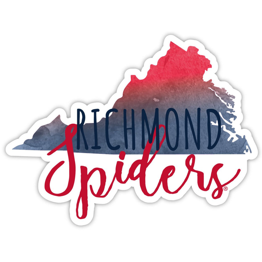 Richmond Spiders 4-Inch Watercolor State Shaped NCAA Vinyl Decal Sticker for Fans, Students, and Alumni Image 1