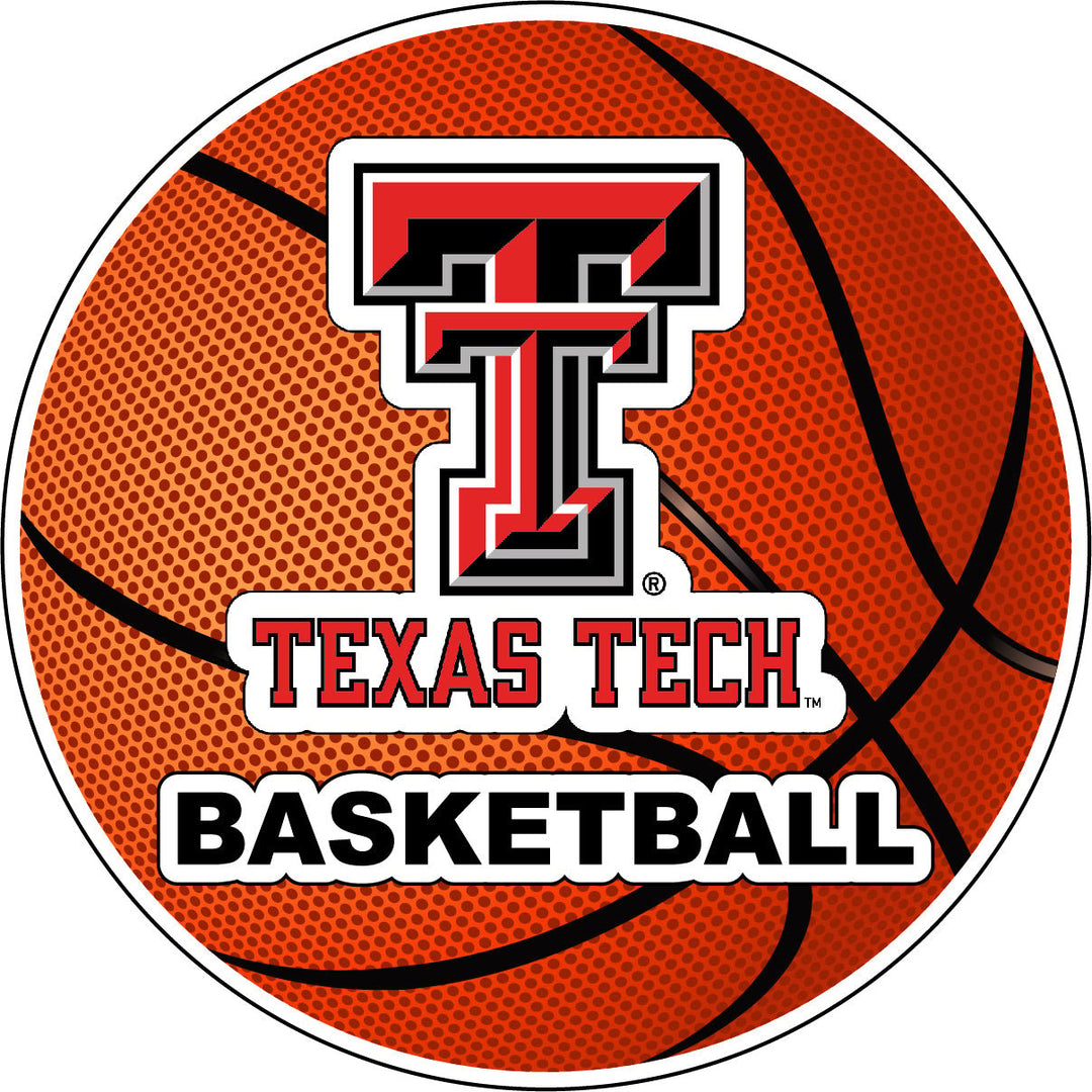 Texas Tech Red Raiders 4-Inch Round Basketball NCAA Hoops Pride Vinyl Decal Sticker Image 1
