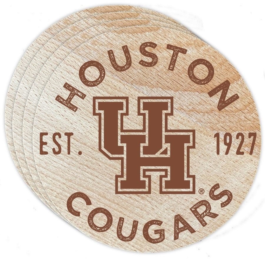 University of Houston Officially Licensed Wood Coasters (4-Pack) - Laser Engraved, Never Fade Design Image 1