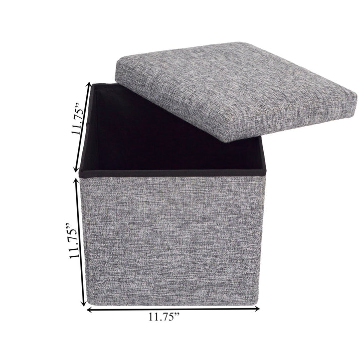 Decorative Grey Foldable Cube Ottoman Stools for Living Room, Bedroom, Dining, Playroom or Office Image 3