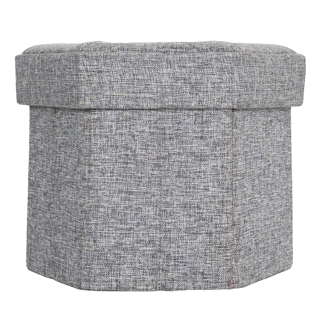Decorative Grey Foldable Hexagon Ottoman for Living Room, Bedroom, Dining, Playroom or Office Image 9