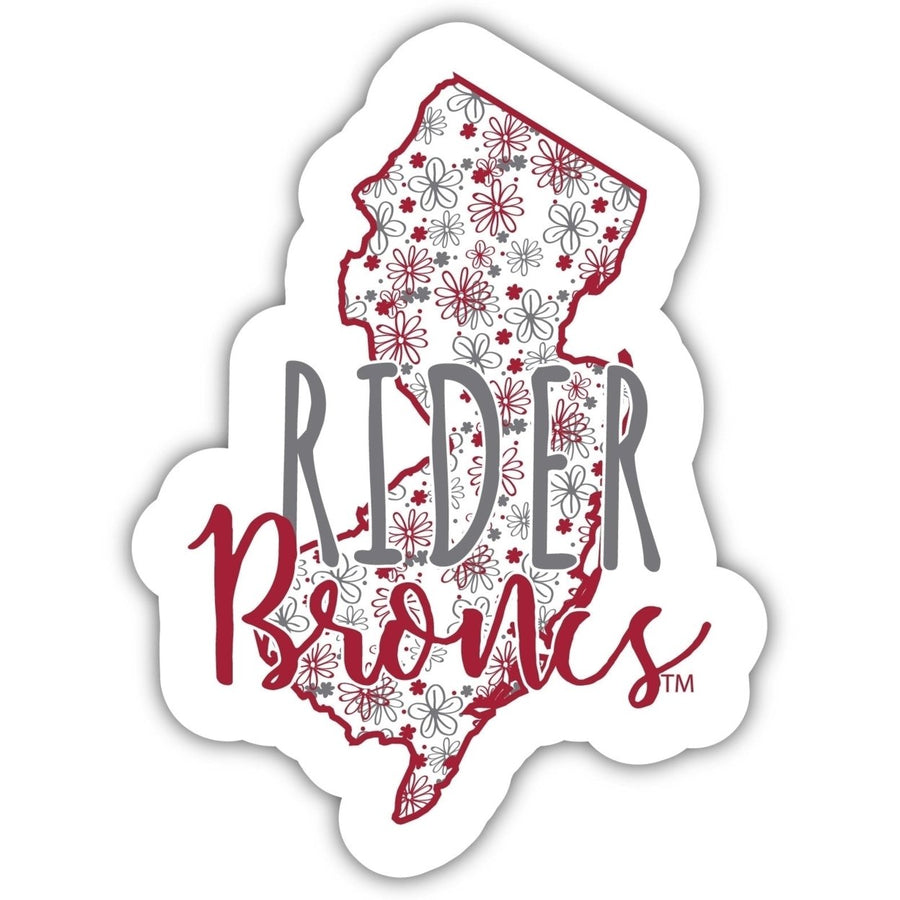 Rider University Broncs 2-Inch on one of its sides Floral Design NCAA Floral Love Vinyl Sticker - Blossoming School Image 1