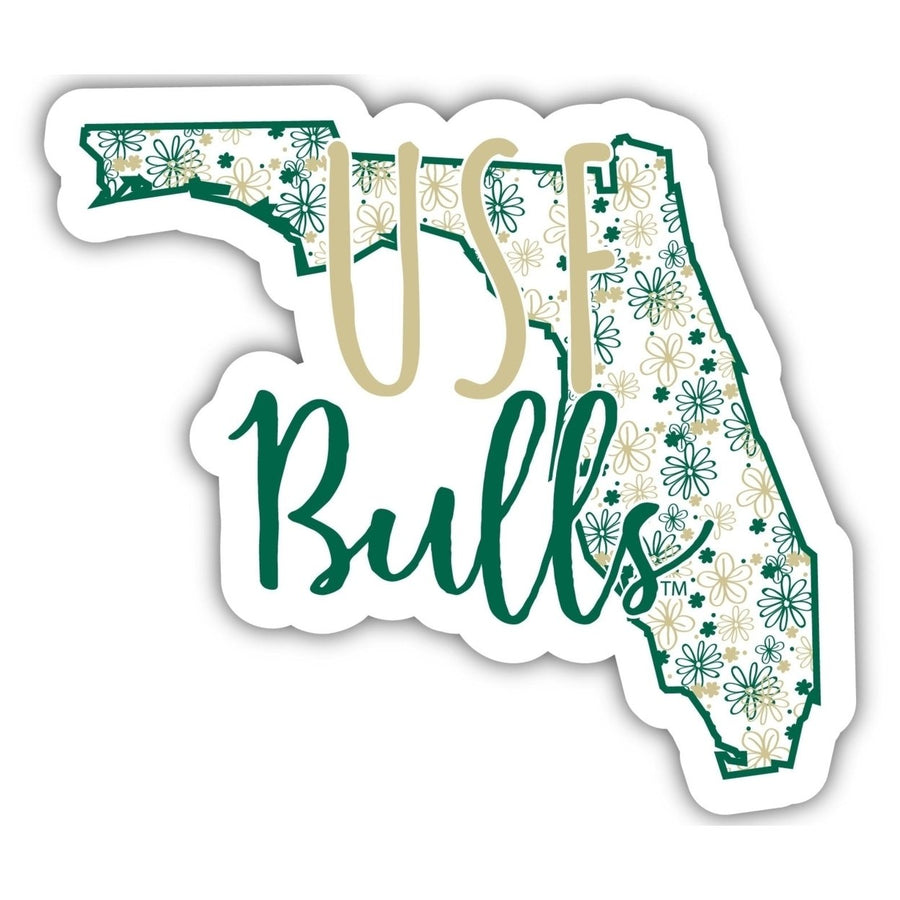 South Florida Bulls 2-Inch on one of its sides Floral Design NCAA Floral Love Vinyl Sticker - Blossoming School Spirit Image 1