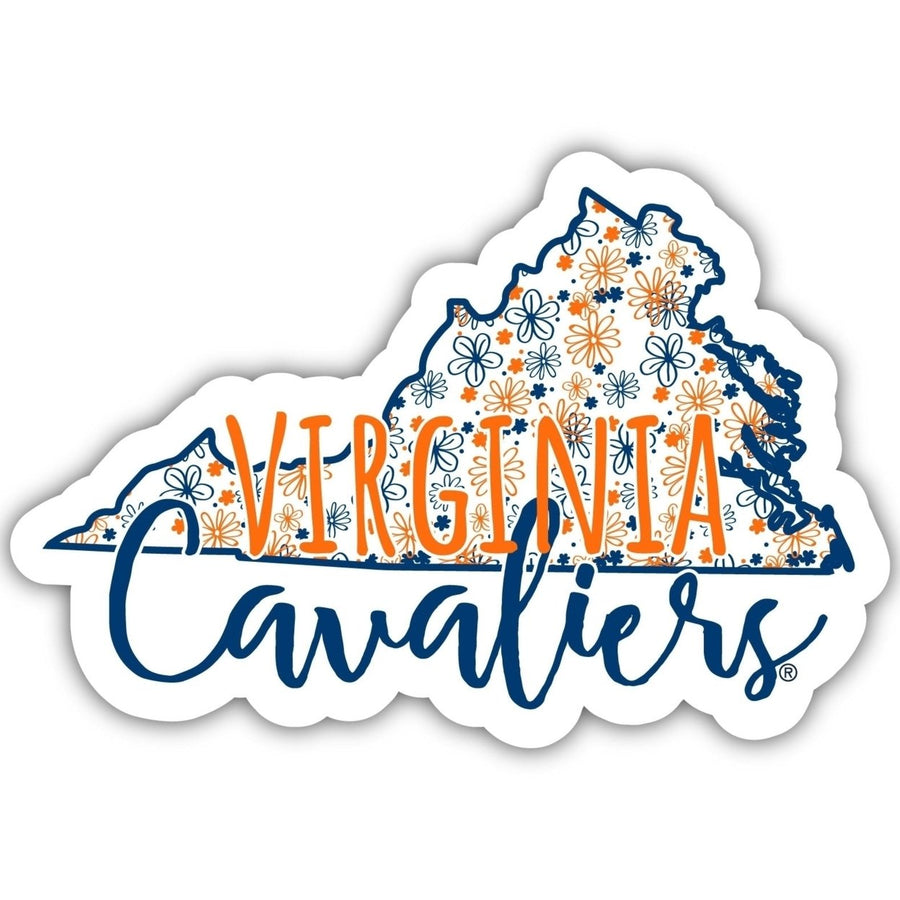 Virginia Cavaliers 2-Inch on one of its sides Floral Design NCAA Floral Love Vinyl Sticker - Blossoming School Spirit Image 1