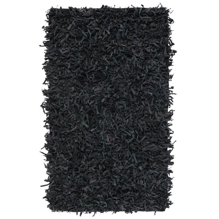 SAFAVIEH Leather Shag LSG511A Hand-knotted Black Rug Image 1