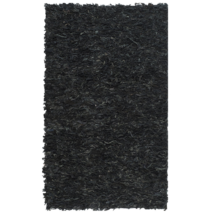 SAFAVIEH Leather Shag LSG511A Hand-knotted Black Rug Image 9
