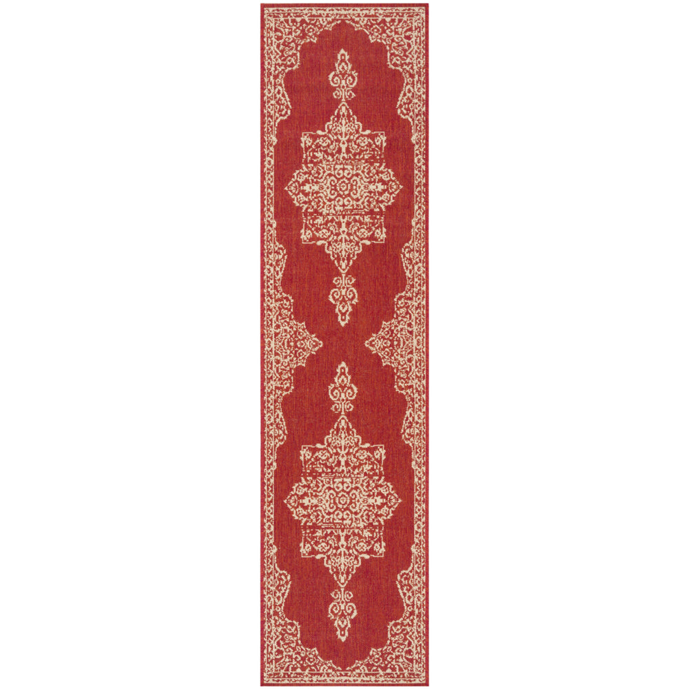 SAFAVIEH Indoor Outdoor BHS180Q Beach House Red / Creme Rug Image 2