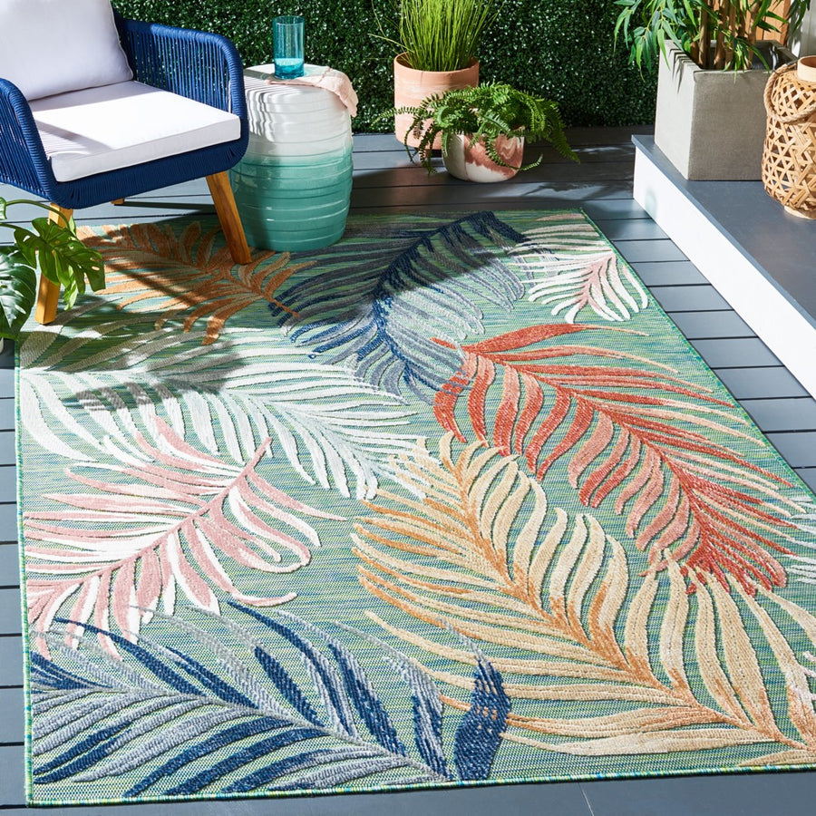 SAFAVIEH Outdoor CBN445Y Cabana Collection Green / Rust Rug Image 1