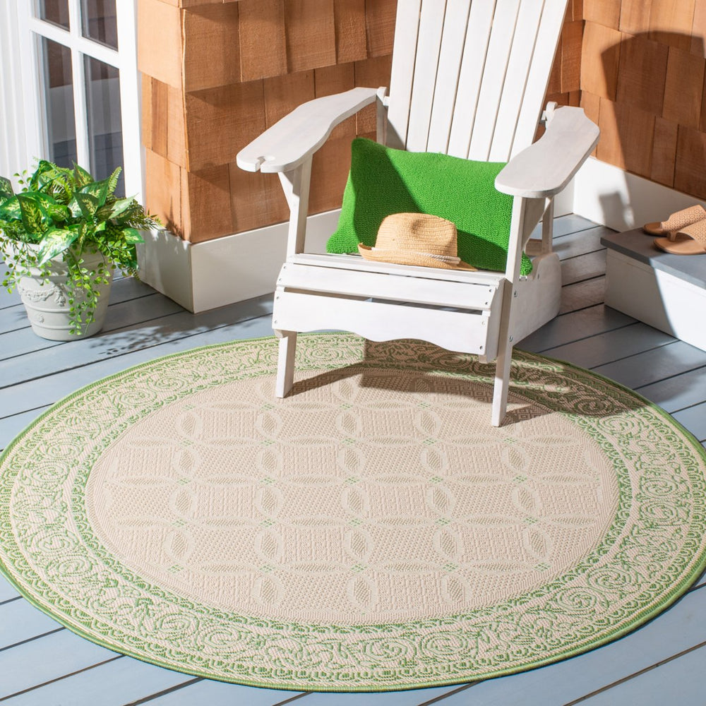SAFAVIEH Outdoor CY1502-1E01 Courtyard Natural / Olive Rug Image 2