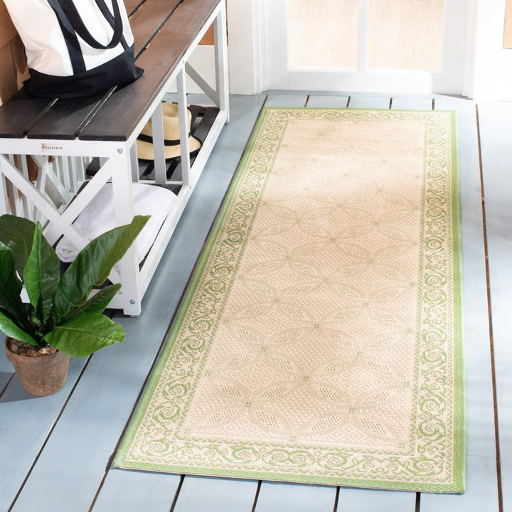SAFAVIEH Outdoor CY1502-1E01 Courtyard Natural / Olive Rug Image 3
