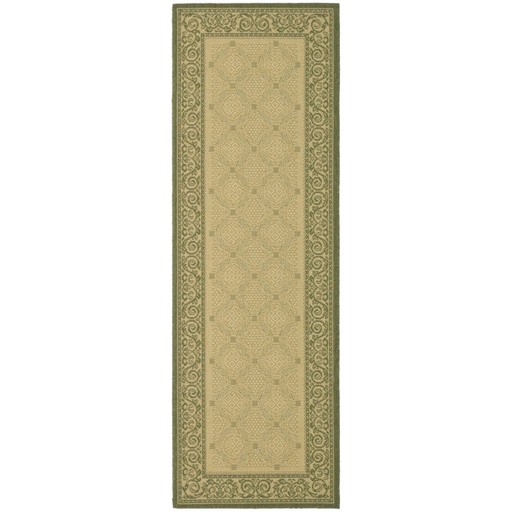 SAFAVIEH Outdoor CY1502-1E01 Courtyard Natural / Olive Rug Image 1