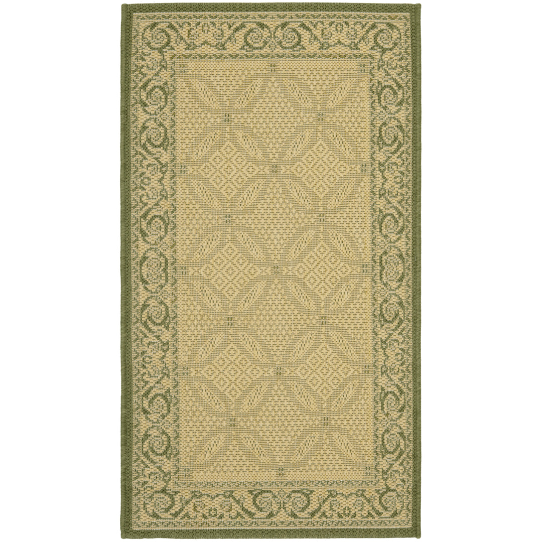 SAFAVIEH Outdoor CY1502-1E01 Courtyard Natural / Olive Rug Image 9