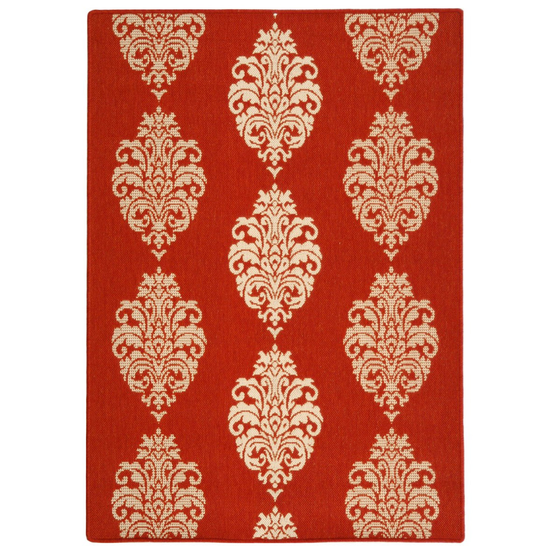 SAFAVIEH Outdoor CY2720-3707 Courtyard Red / Natural Rug Image 1