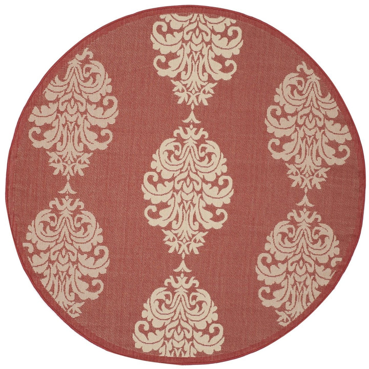 SAFAVIEH Outdoor CY2720-3707 Courtyard Red / Natural Rug Image 1