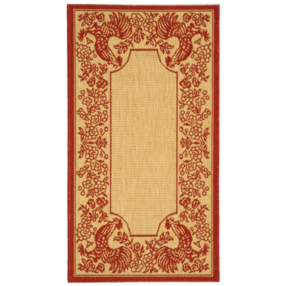 SAFAVIEH Outdoor CY3305-3701 Courtyard Natural / Red Rug Image 2