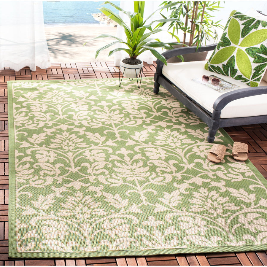 SAFAVIEH Outdoor CY3416-1E06 Courtyard Olive / Natural Rug Image 1