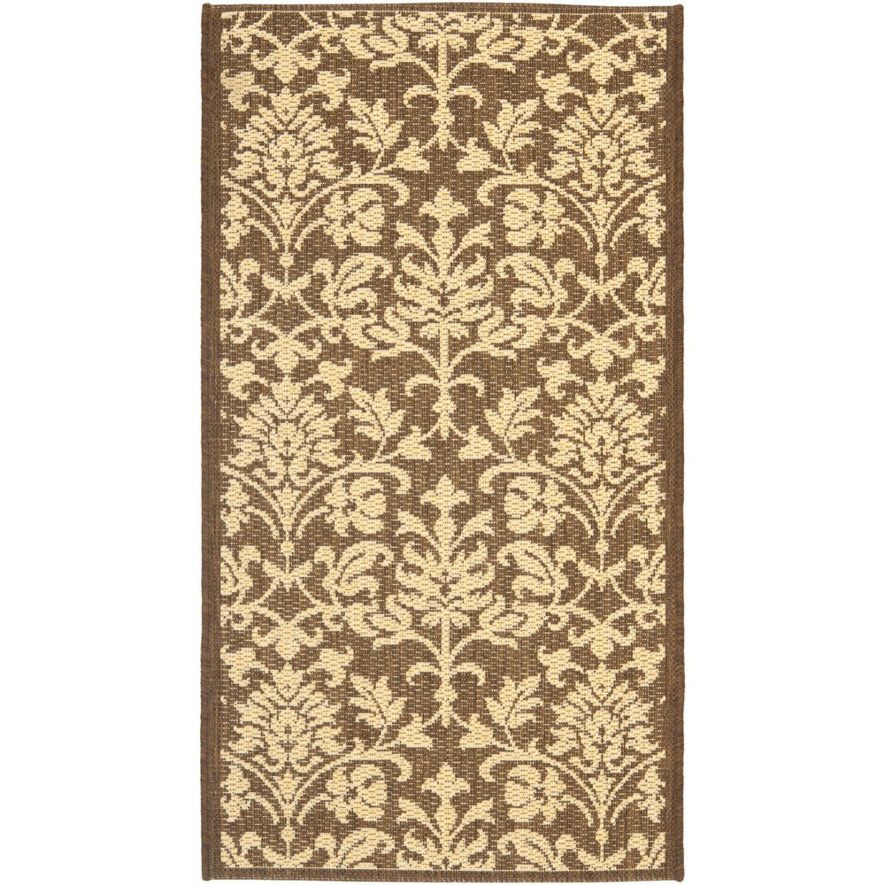 SAFAVIEH Outdoor CY3416-3409 Courtyard Chocolate / Natural Rug Image 2