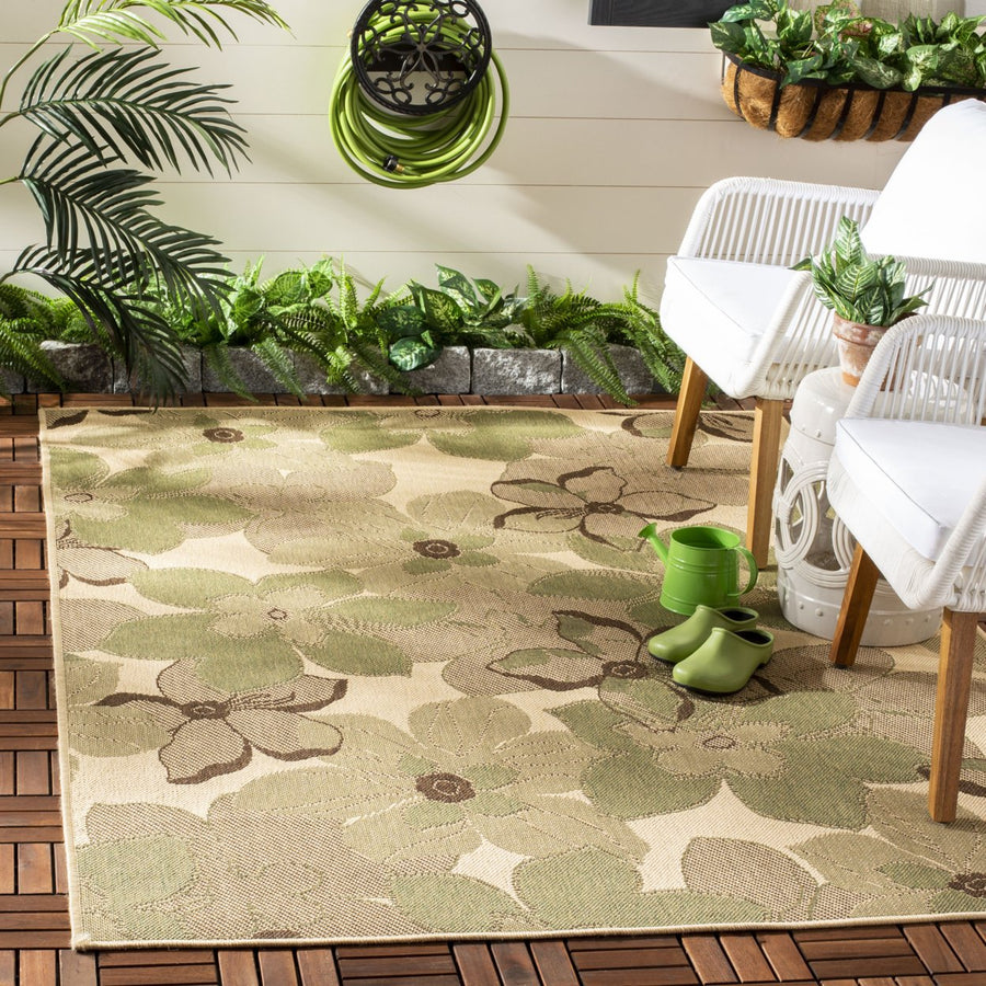 SAFAVIEH Outdoor CY4022A Courtyard Natural Brown / Olive Rug Image 1