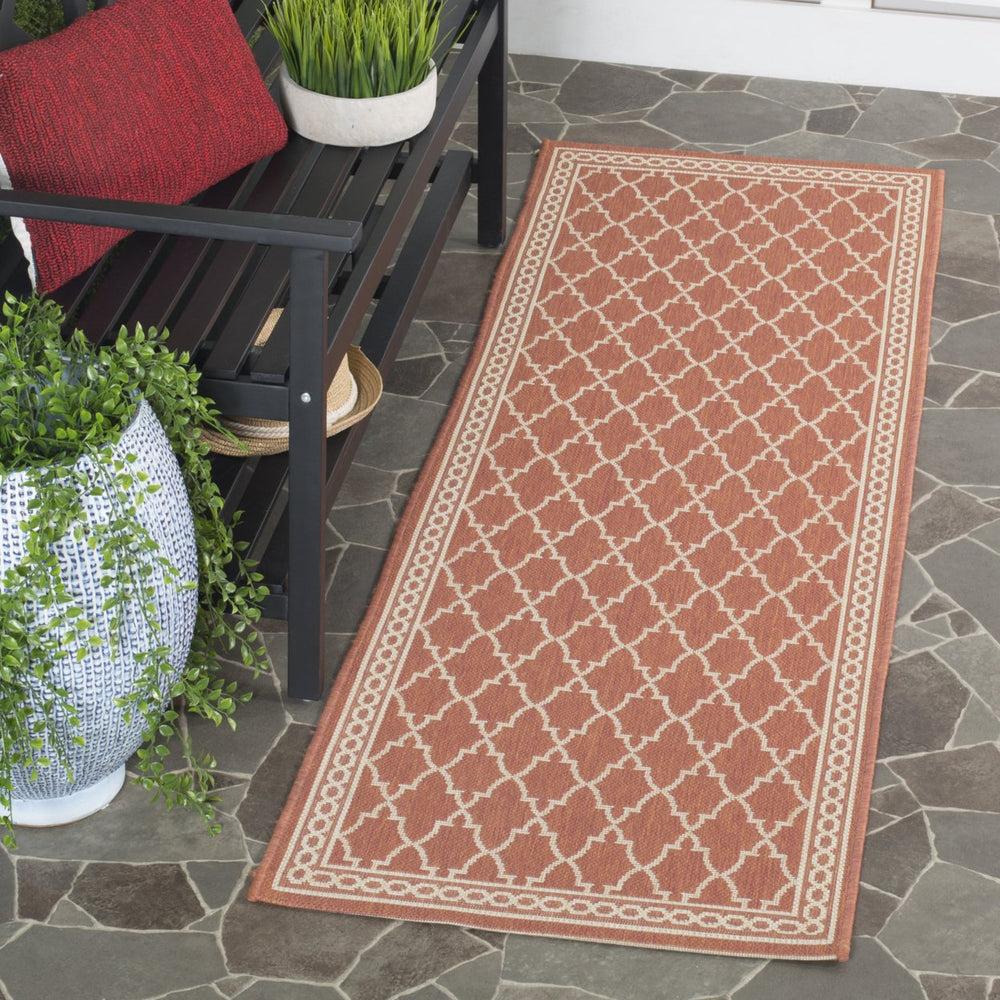 SAFAVIEH Outdoor CY5142A Courtyard Collection Rust / Sand Rug Image 2