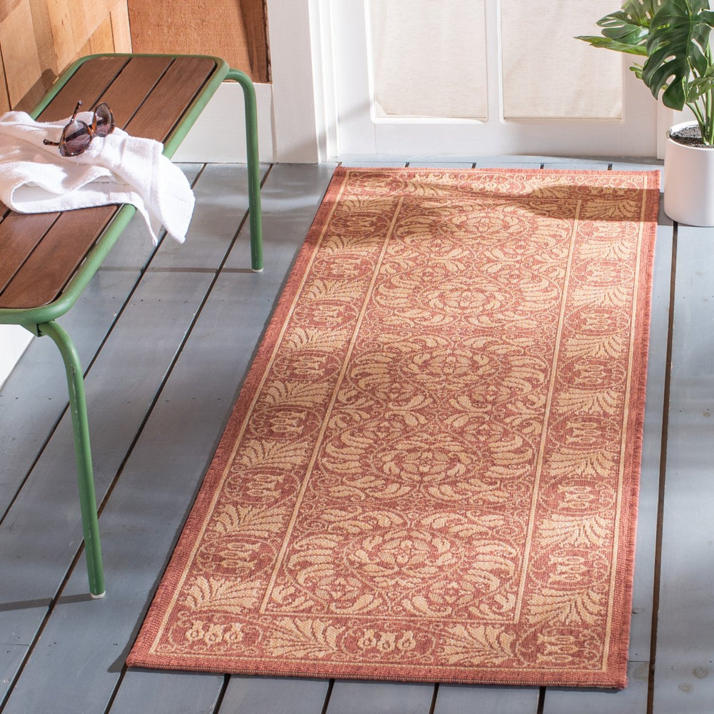SAFAVIEH Outdoor CY5146A Courtyard Collection Rust / Sand Rug Image 2