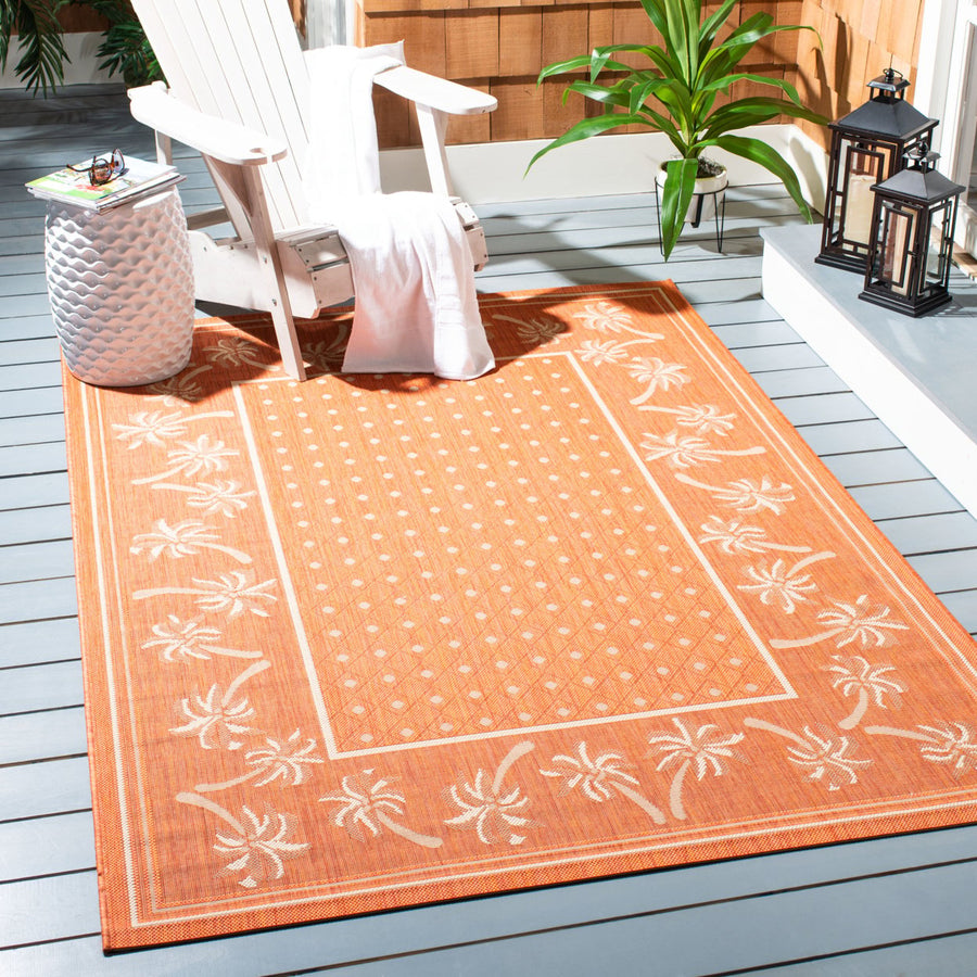 SAFAVIEH Outdoor CY5148A Courtyard Collection Rust / Sand Rug Image 1