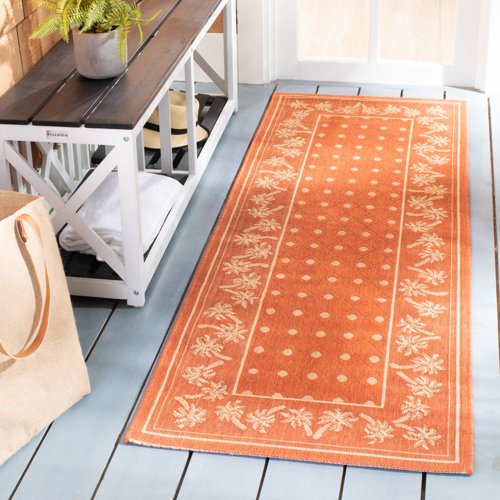 SAFAVIEH Outdoor CY5148A Courtyard Collection Rust / Sand Rug Image 2