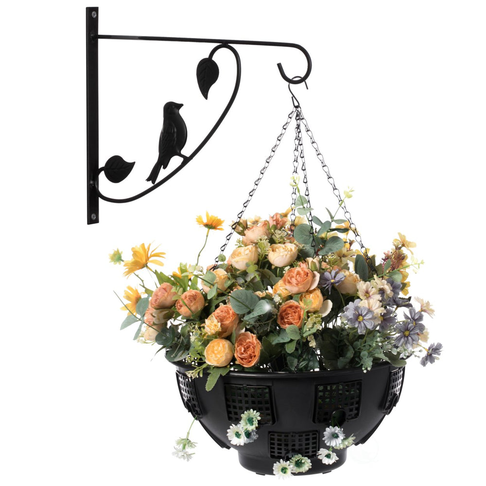 Decorative Black Metal Wall Planter Hooks for Hanging Plants and Flower Pots, Set of 2 Image 2