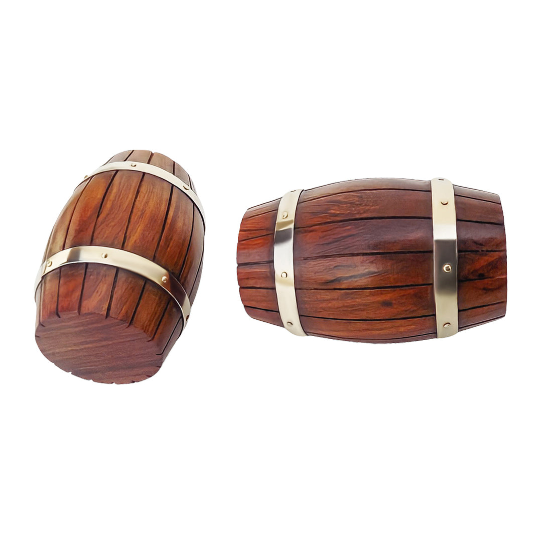 Set of Two Decorative Wine Barrel Shaped Wooden Pen Holders for Office Desk, or Entryway Image 6