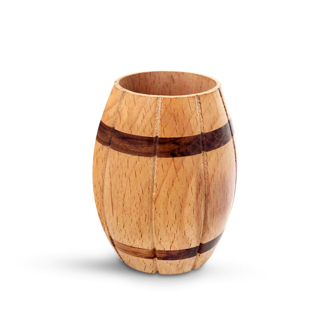 Decorative Wine Barrel Shaped Wooden Pen Holder for Office Desk, or Entryway Image 3