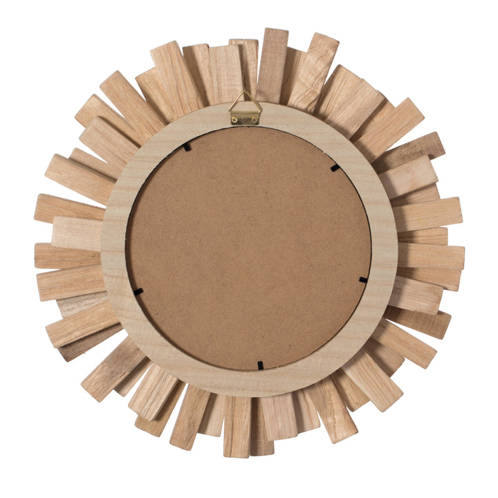 Hanging Sunburst Round Natural Wood Wall Mirror for the Entryway, Living Room, or Vanity Image 5