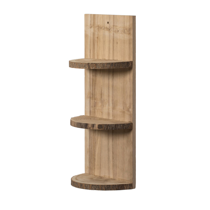 Natural Wooden Three Sliced Log Wood Shelf Display for Entryway, Kitchen, and Outdoor Image 5