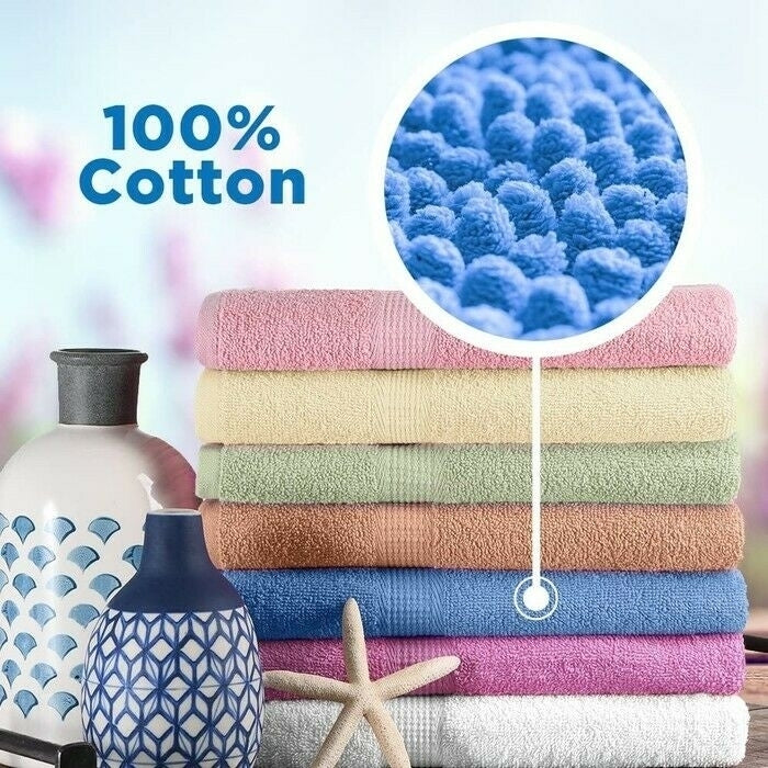 4-Pack: Super Absorbent 100% Cotton 54" x 27" Bath Towels Image 2
