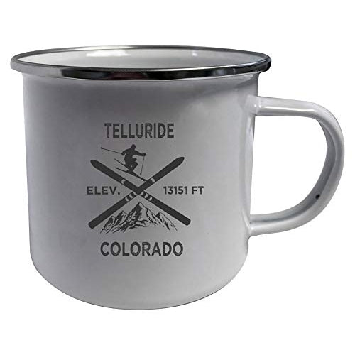 Telluride Colorado Ski Adventures White Tin Camper Coffee Mug 2-Pack