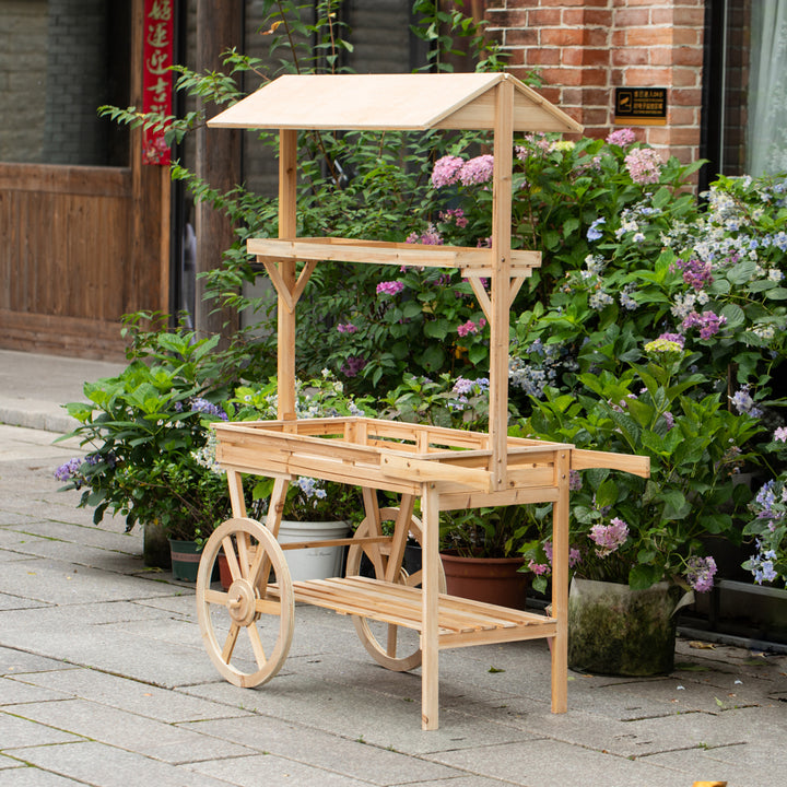 Large Wooden 3 Tier Rolling Table Cart with 2 Wheels for  Modern Wagon with Shelves for Display Rack, Coffee Station, Image 6