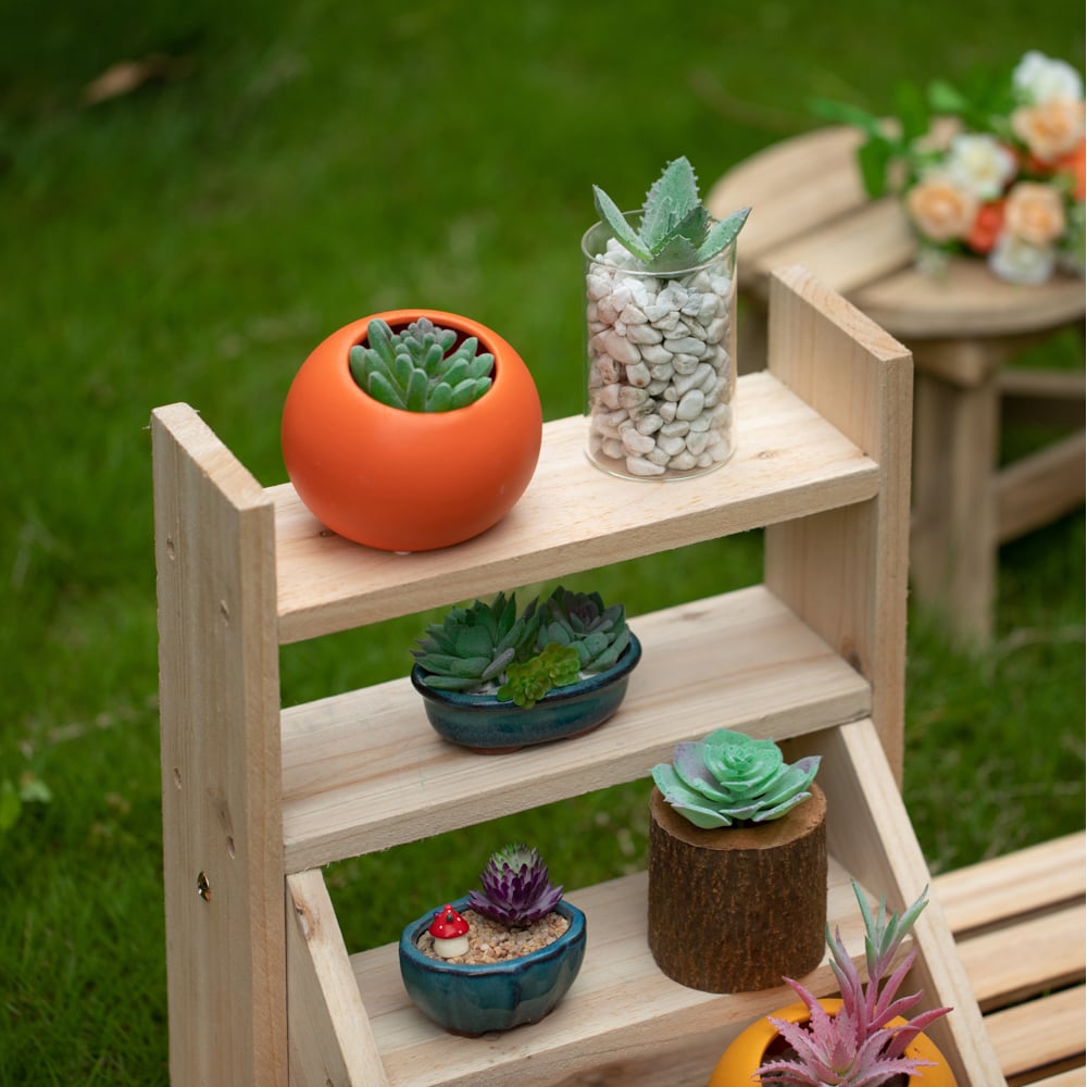 Flower Pots Plant Stand for Indoor Outdoor Wooden Shelves Planter Furniture with Multiple Shelves Brown Flower Display Image 6