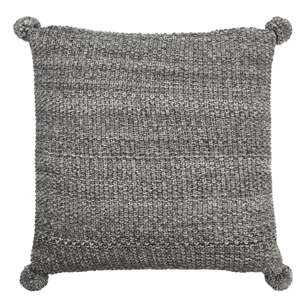 SAFAVIEH Pom Pom Knit Pillow Dark Grey / Natural Image 2