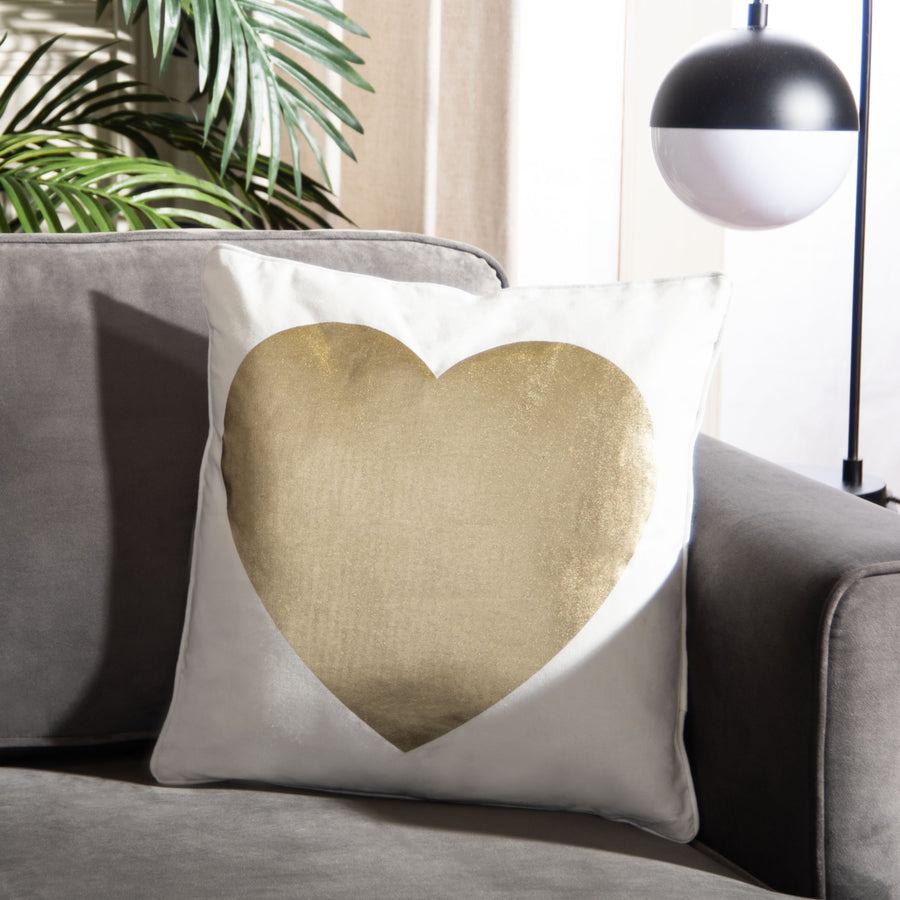 SAFAVIEH Heart Of Gold Pillow Gold / Beige Image 1