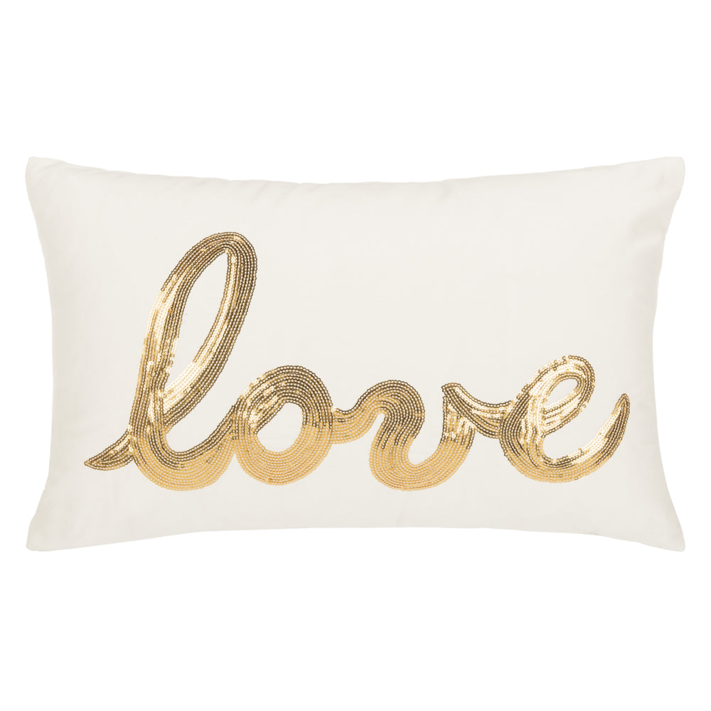 SAFAVIEH First Comes Love Pillow Gold / Cream Image 2