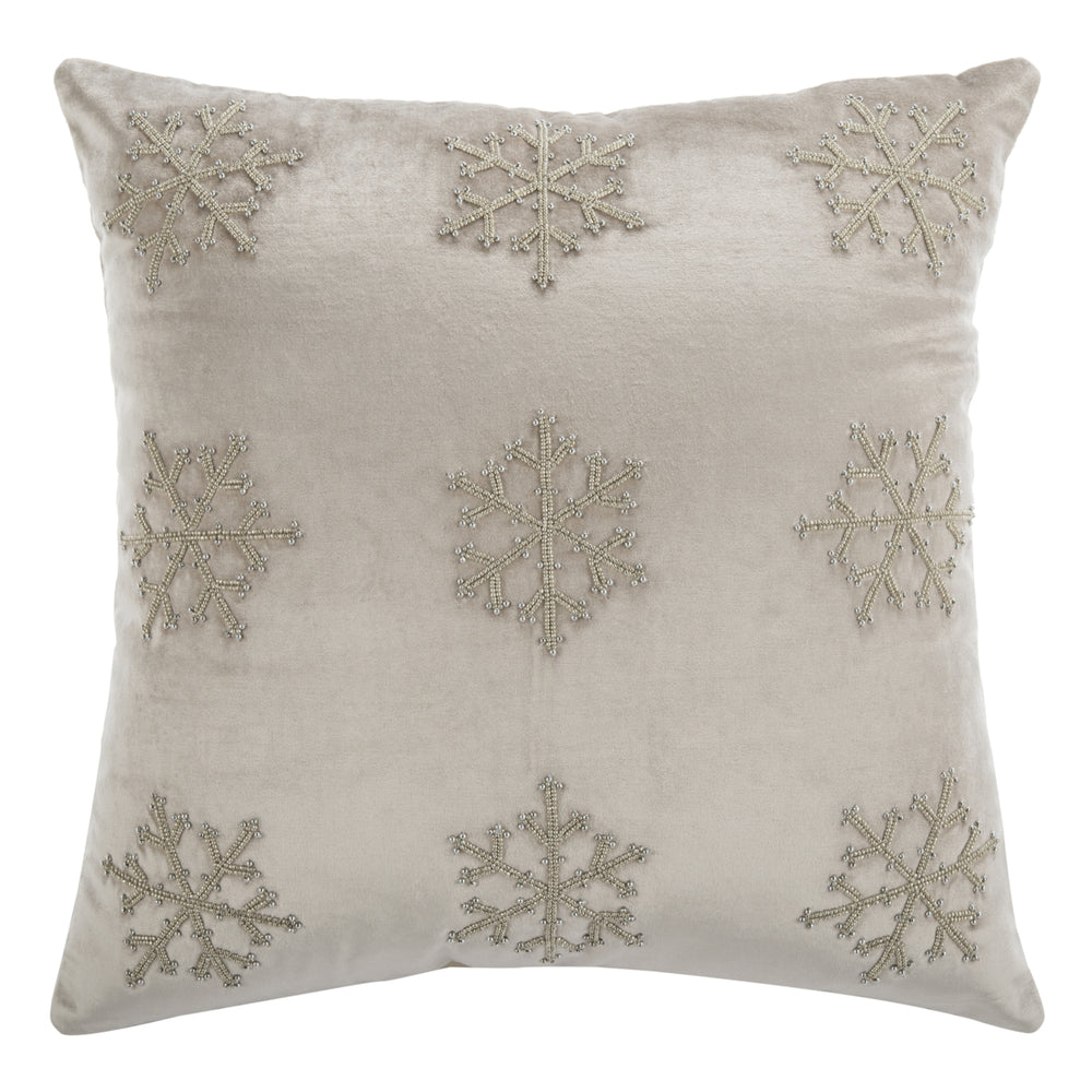 SAFAVIEH Sydnee Snowflake Pillow Beige / Silver Image 2
