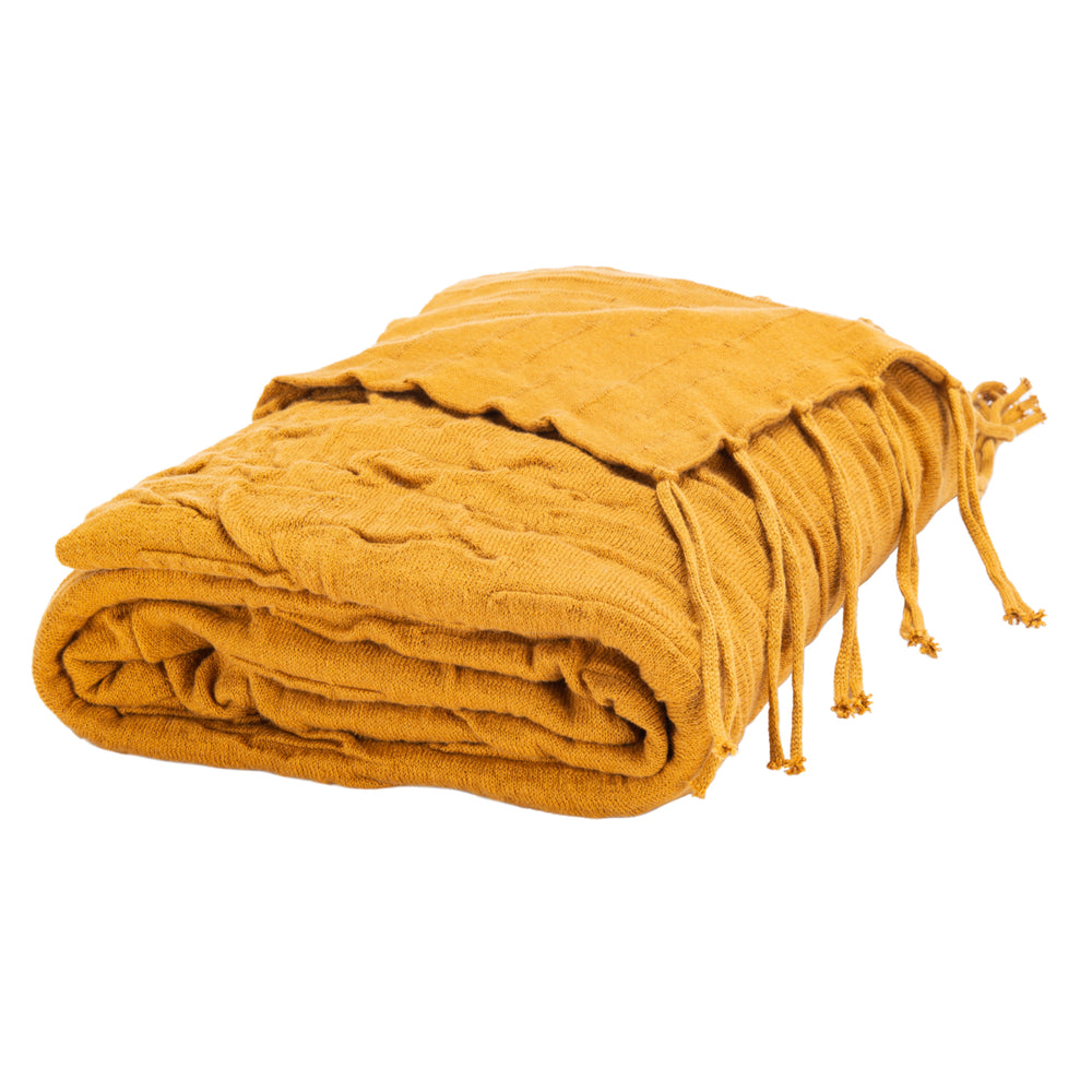 SAFAVIEH Delena Throw Blanket Mustard Image 2