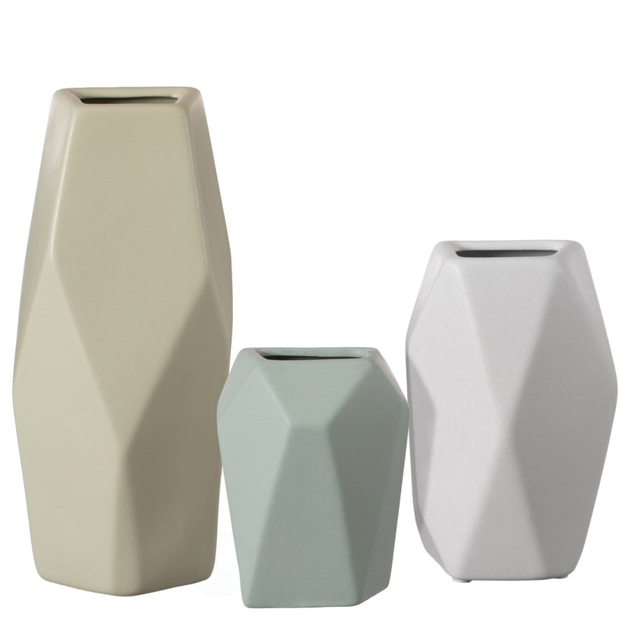 Decorative Ceramic Multi Paned Vase, Modern Style Centerpiece Table Vase Image 1